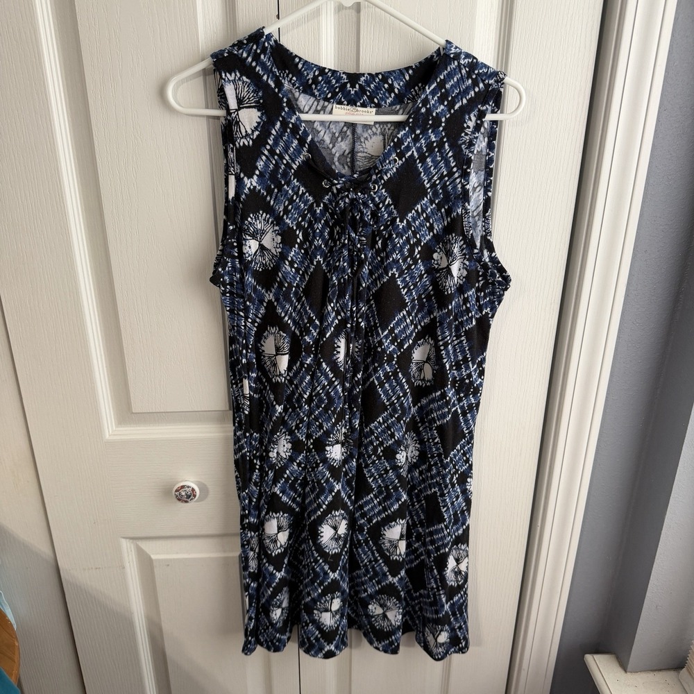 Bobbie Brooks Multicolor Tie Dye Lace Up Neckline Dress Women's Size 1X Cruise
